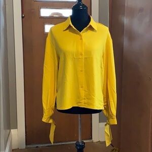 Rachel Zoe mustard long sleeve button front blouse
